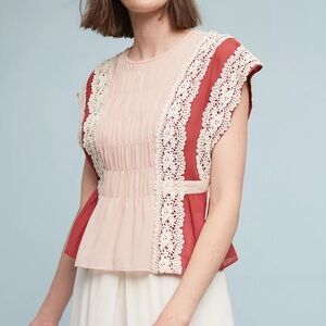 Tularosa Juliana Lace Blouse Rose Anthropologie Size S New